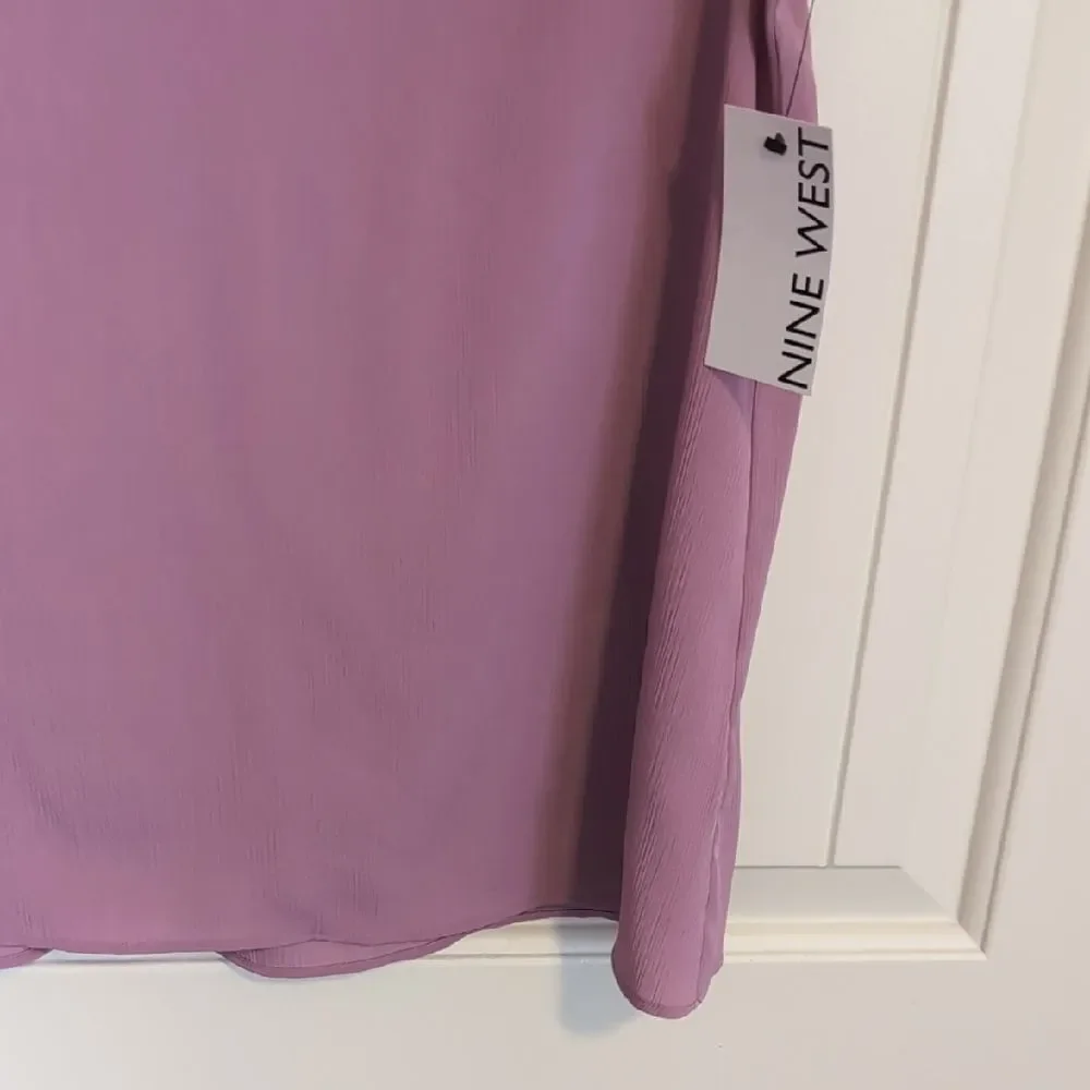 NWT Nine West Dusty Purple Flutter Sleeve Blouse - Picture 7 of 13